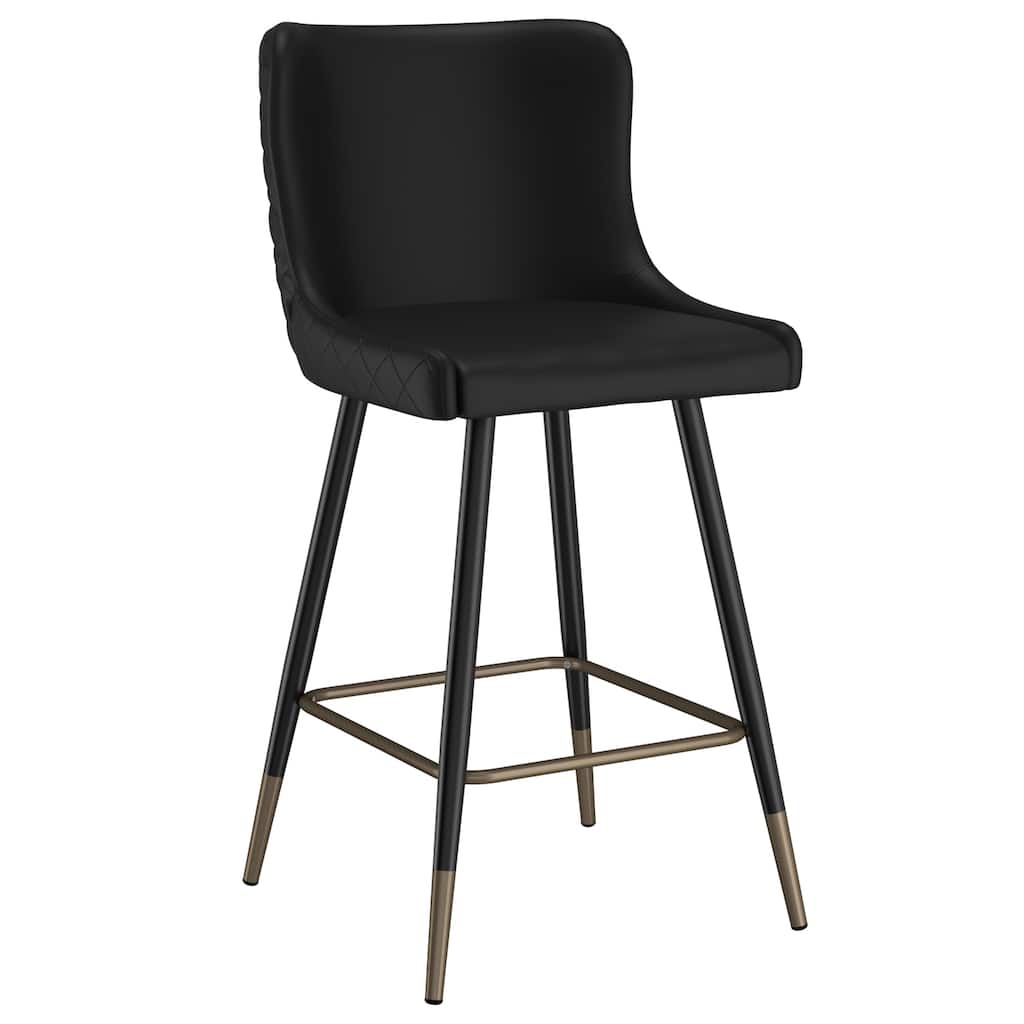 Contemporary Faux Leather and Metal 26" Counter Stool, Set of 2