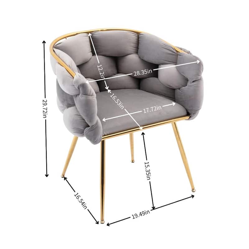 Modern 28.7" Velvet Upholstered Accent Chair with Gold - Plated Metal Legs