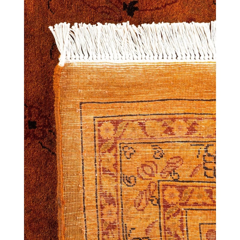 Overton Hand Knotted Wool Vintage Inspired Modern Contemporary Overdyed Orange Square Area Rug - 9' 11" x 10' 10"