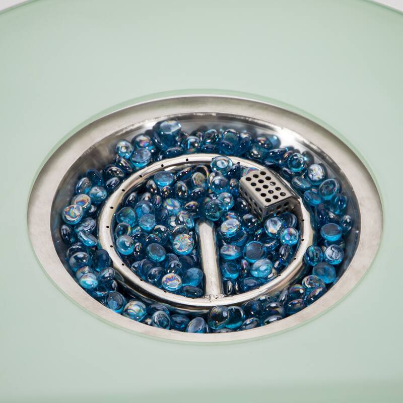 Walbrooke Modern Round Aluminum Frame Fire Pit Table with Powder-Coated Finish, CSA-Certified, and Tempered Glass - 29