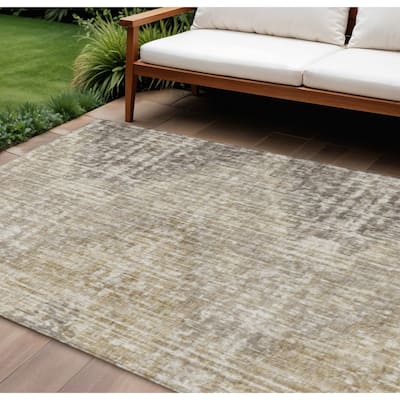 HomeRoots Geometric Transitional Rectangle Outdoor Rug