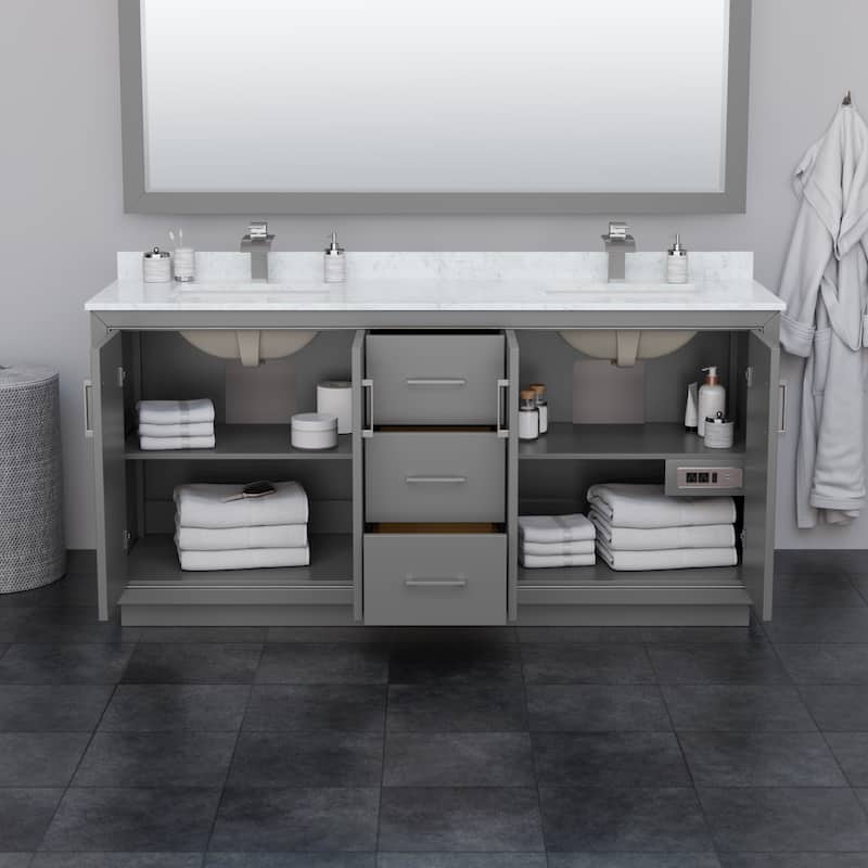 Icon 72-inch Double Vanity, Quartz Top, 70-inch Mirror
