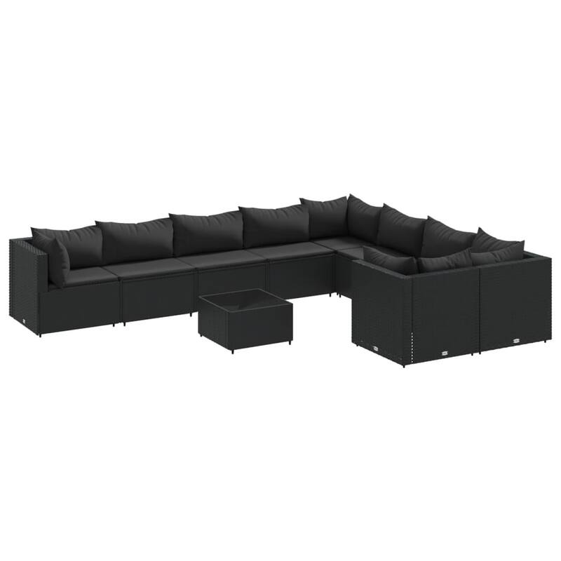 vidaXL Patio Sofa Set with Cushions Lounge Setting Outdoor Furniture Poly Rattan - 9.8 x 9.8 x 8.9