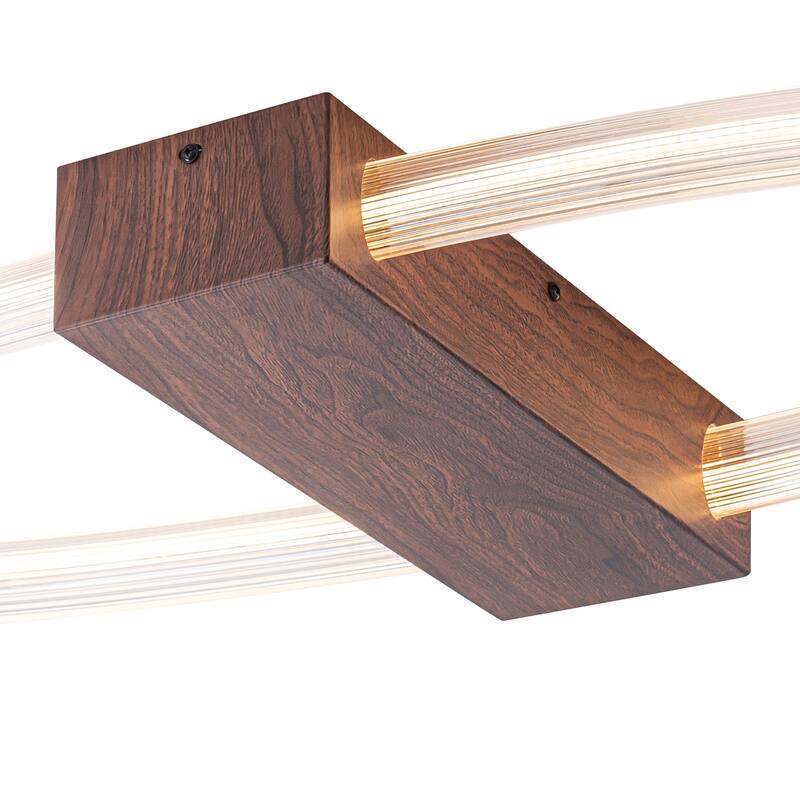 Oval Clear Ribbed Acrylic LED Flush Mount Ceiling Light Dimmable - Dia.31.5-in