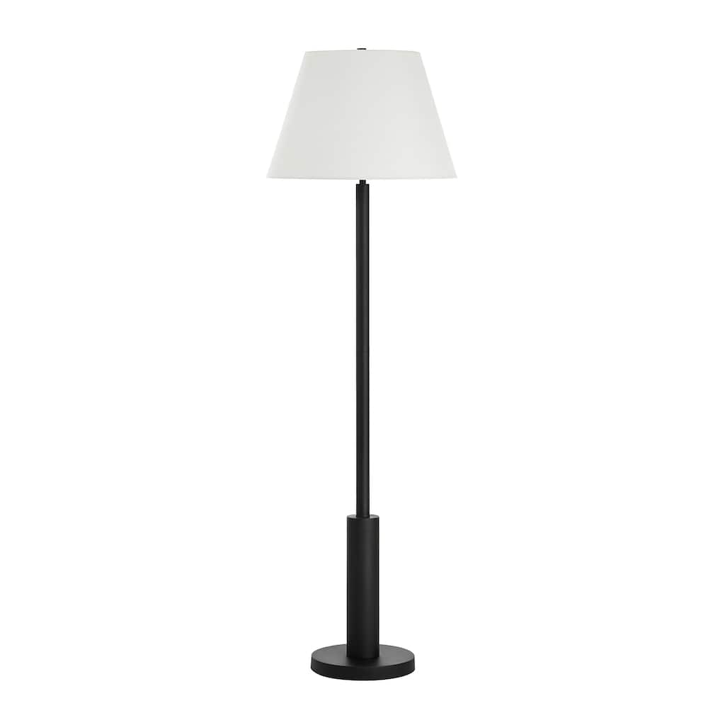 Everren Pantera 65.5" Tall Matte Black Floor Lamp with Tapered Linen Shade