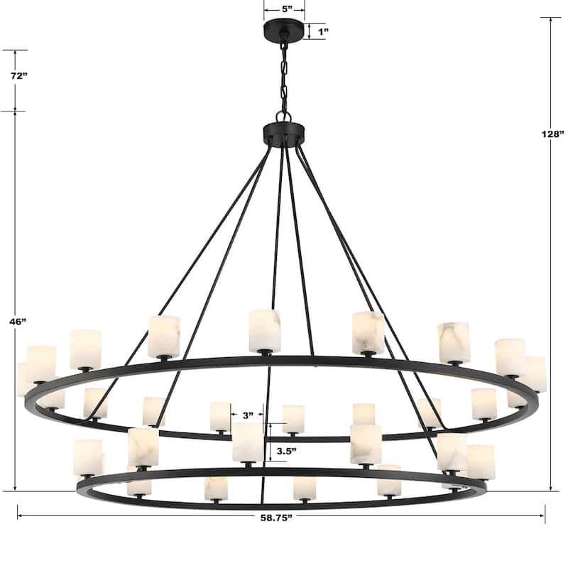 Aragon 30 Light Matte Black Chandelier