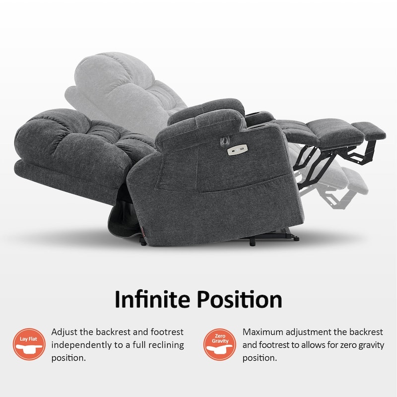 MCombo Extra Wide Dual Motor Power Lift Recliner Chair With Dual Heating, Infinite Position, Fabric Upholstered