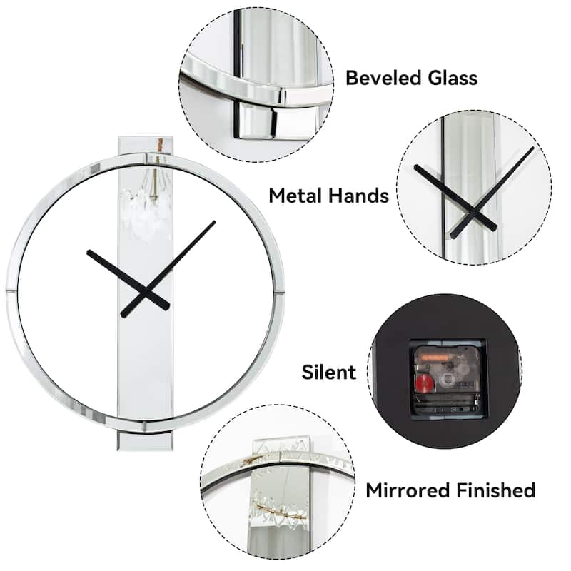 Glass Round Wall Clock 24 Inches