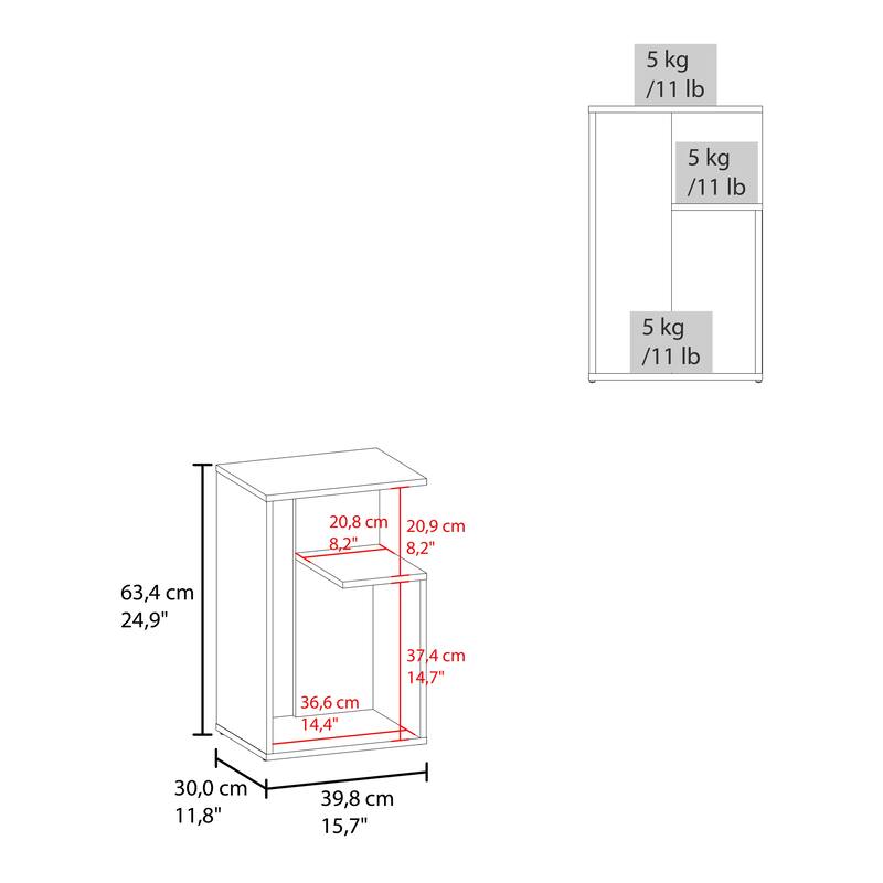 25" High 3-Tier Open Shelf Side Table For Living Room