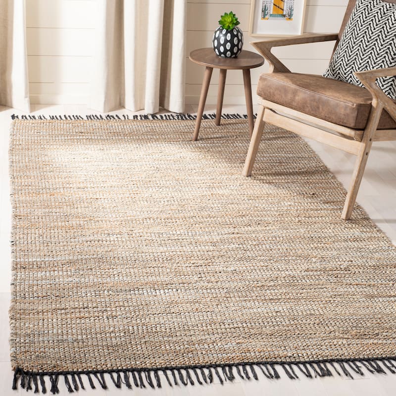SAFAVIEH Handmade Anjela Leather Boho Stripe Area Rug - 5' x 8' - Beige