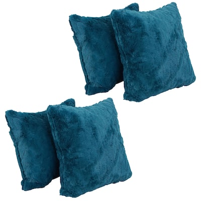 Blazing Needles 17-inch Square Synthetic Fur Throw Pillows (Set of 4)