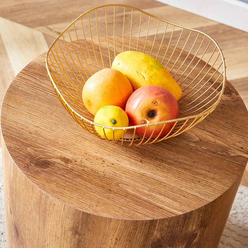 GDFStudio - Jackson Multi-Size Cylindrical Coffee Table Set with Wood-Grain Finish