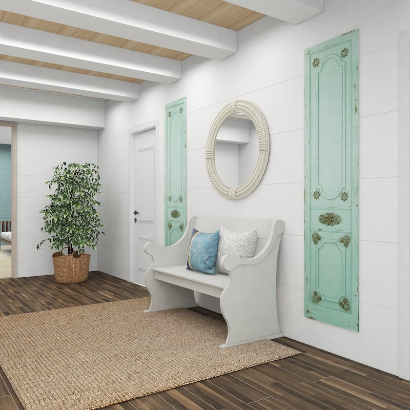 Green Wood Antique Door Scroll Home Wall Decor