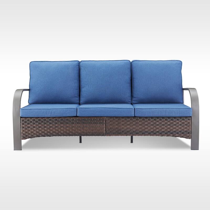Gymojoy Industrial Style Premium Outdoor 3-Seat Rattan Sofa