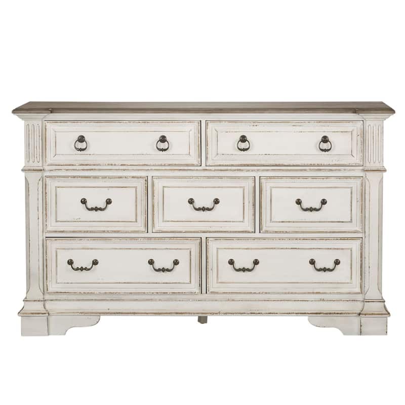 The Gray Barn Abbey Park Weathered Brown & Antique White 7 Drawer Dresser