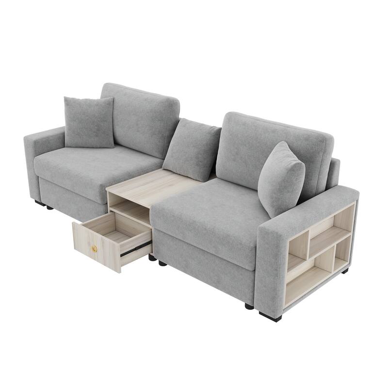 Roomfitters Modern Modular Sofa Couch with Storage Armrest and Center Console, 95 Inch
