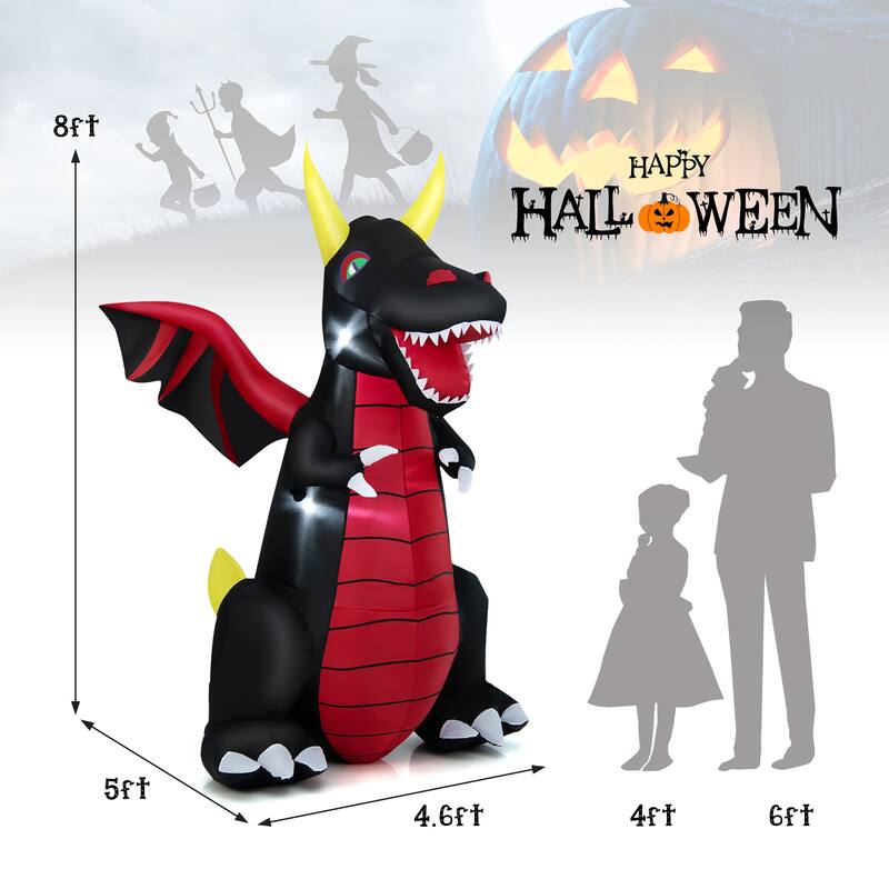 Costway 8 FT Halloween Inflatable Fire Dragon Giant Blow up Decoration - See Details
