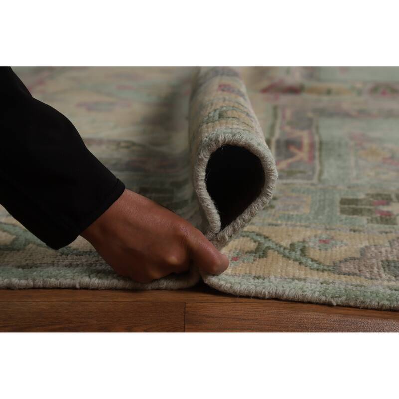 Hand Knotted Oriental 100% Wool Carpet Transitional Medallion Green Oushak Area Rug - 10' 0'' X 7' 6''