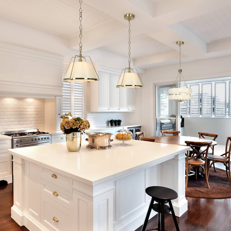 Modern Glam Brass Gold Drum Chandelier for Kitchen Island/ Dining Room/ Foyer