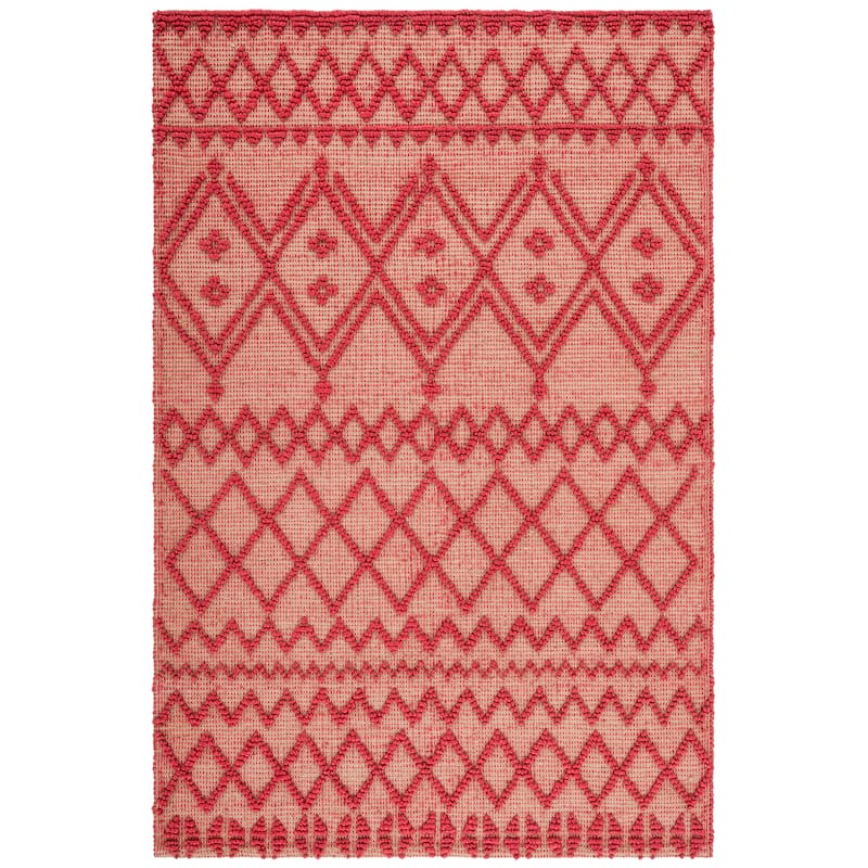 SAFAVIEH Flatweave Natural Fiber Willempje Geometric Jute Rug - 6' Square - Red/Natural