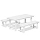 preview thumbnail 44 of 58, 3-Piece HDPE Outdoor Dining Set with Umbrella Hole Table and Two 2-Person Benches White