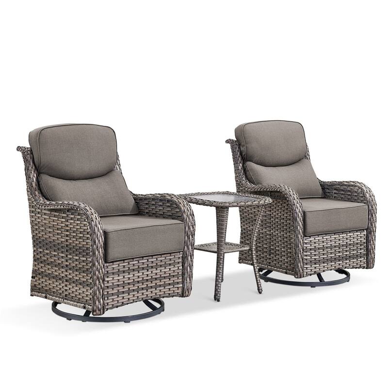 Outdoor Swivel Glider Rattan Chair Set