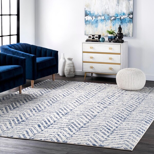 nuLOOM Blue Contemporary Vintage Ombre Aztec Nina Trellis Print Area Rug. Opens flyout.