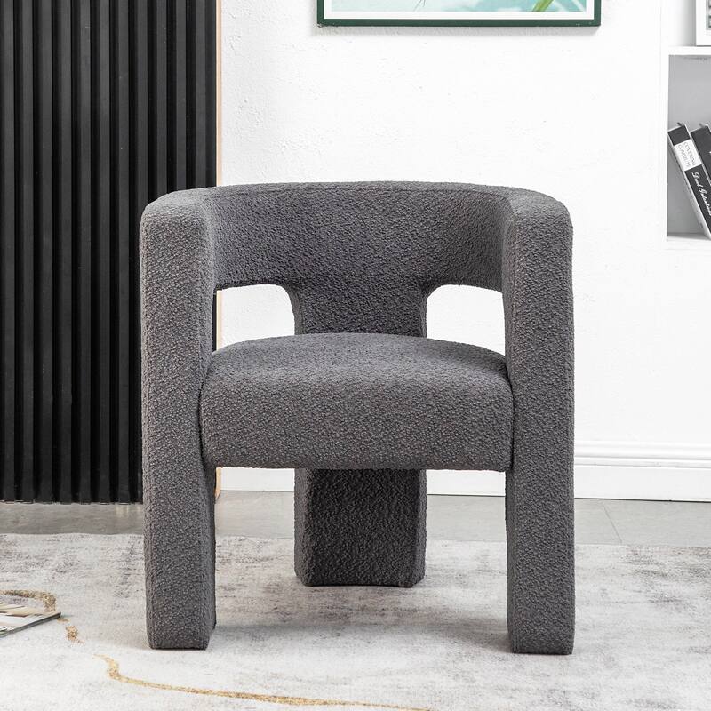 KINWELL 28" Wide Boucle Upholstered Square Armchair