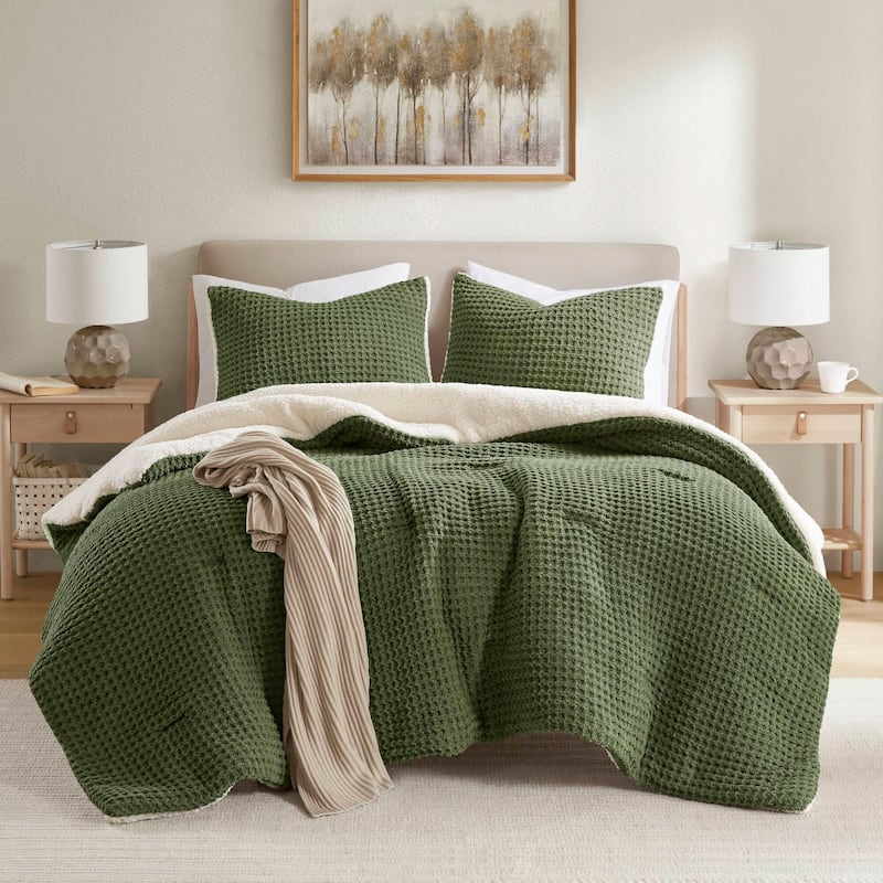 Madison Park Riordan Waffle Knit Chenille Comforter Set