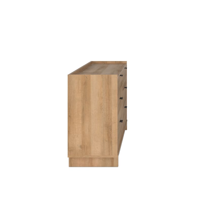 Prepac Simply Modern 6-Drawer 52.5" W Double Dresser for Bedroom, Chest of Drawers, Modern Bedroom Furniture, Oak