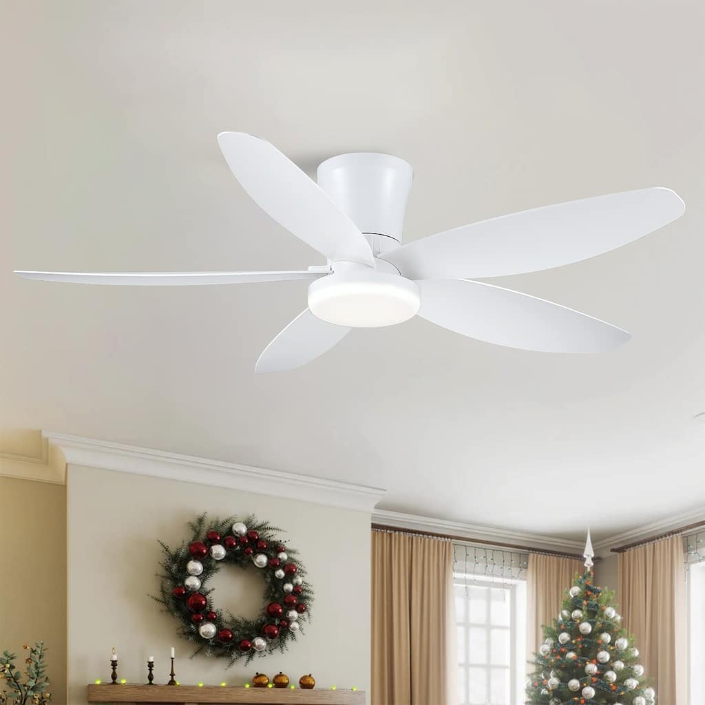 36"/42"/48" Low Profile Ceiling Fan with ABS Blades 3 Color LED Light for Bedroom Living Room APP and Remote Control