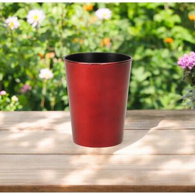 HomeRoots 5" Red Recycled Plastic Indoor Outdoor Round Pot Planter