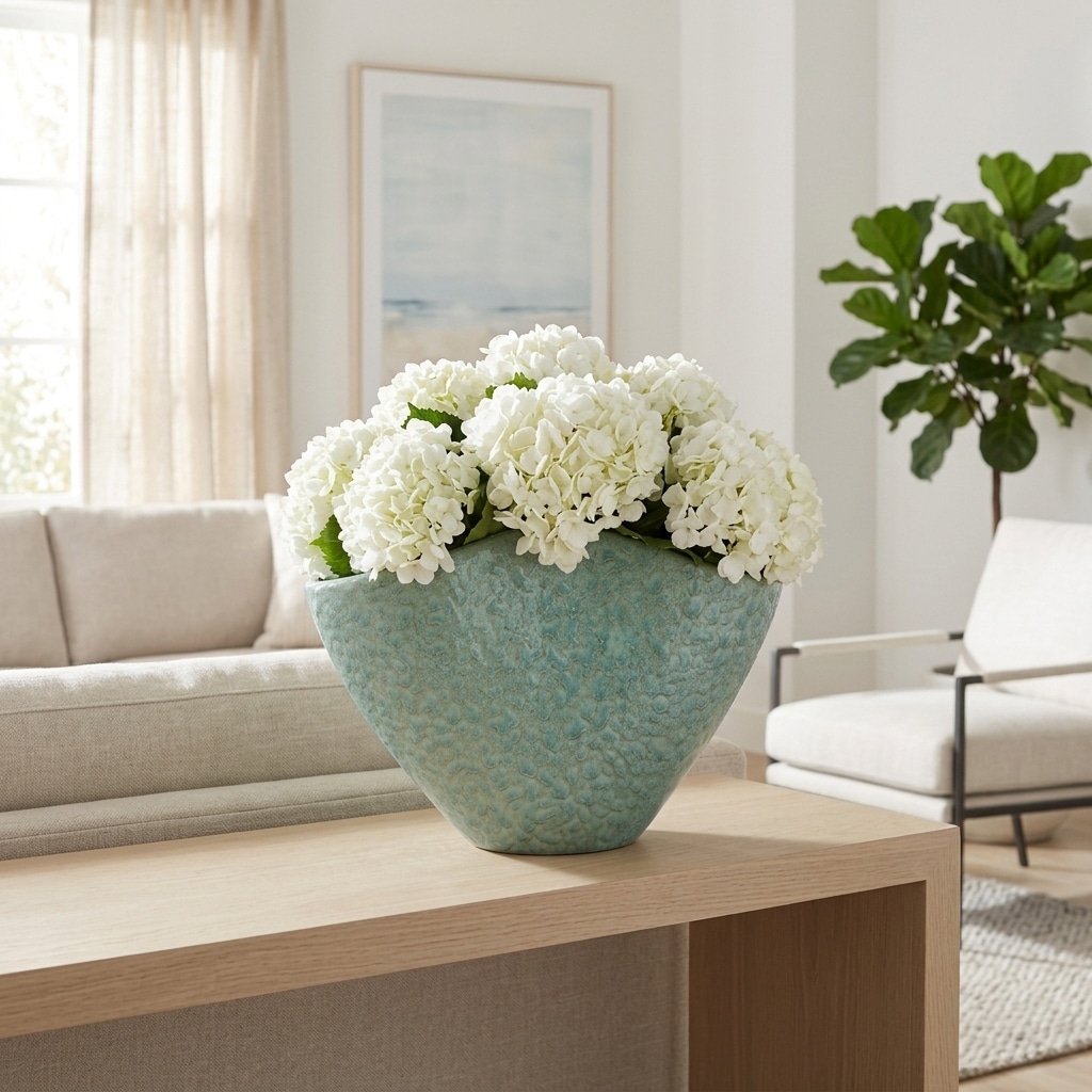 Decorative Vase - Green Ceramic Modern Textured, 13 in.
