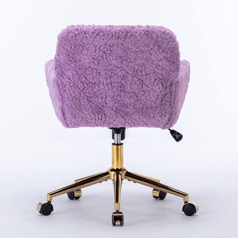 Modern Artificial Rabbit Hair Height Adjustable 360 Swivel Task Chair with Metal Base