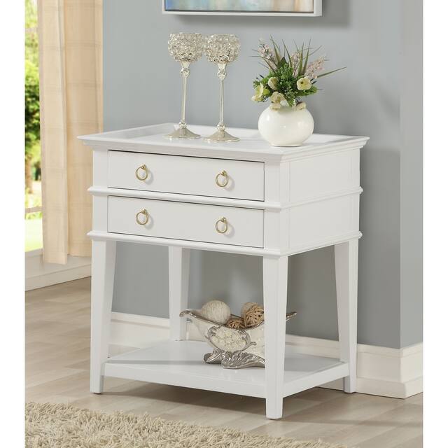 Collette White 2-Drawer Tray Top Nightstand by Greyson Living