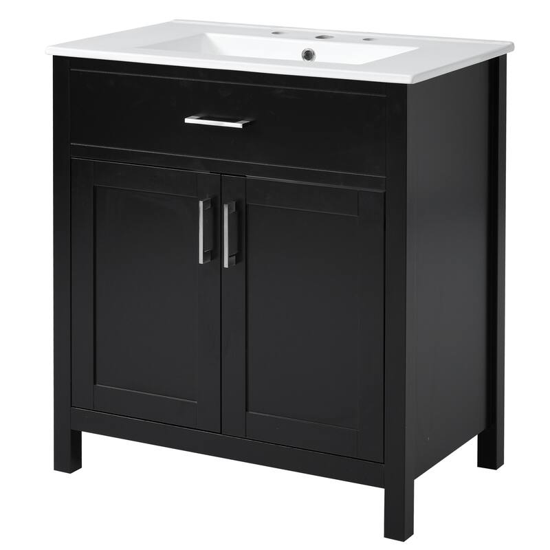 30-Inch Bathroom Vanity with Ceramic Sink and Ample Storage