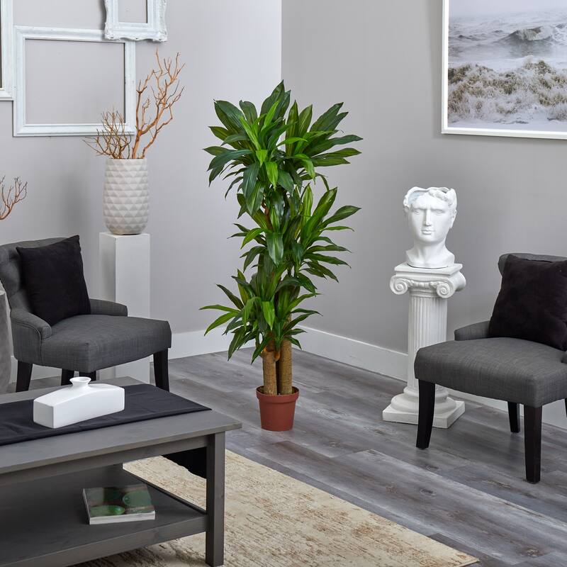 The Curated Nomad Zaius Corn Stalk Dranaena Real Touch Silk Plant - Green