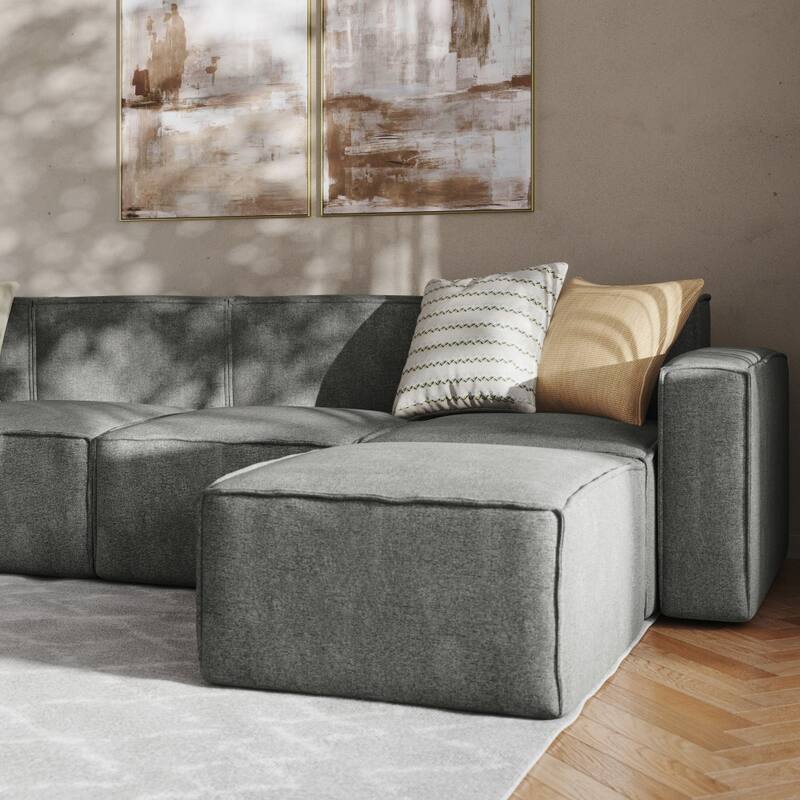 Contemporary 6 Piece Modular Sectional Sofa with 2 Ottomans