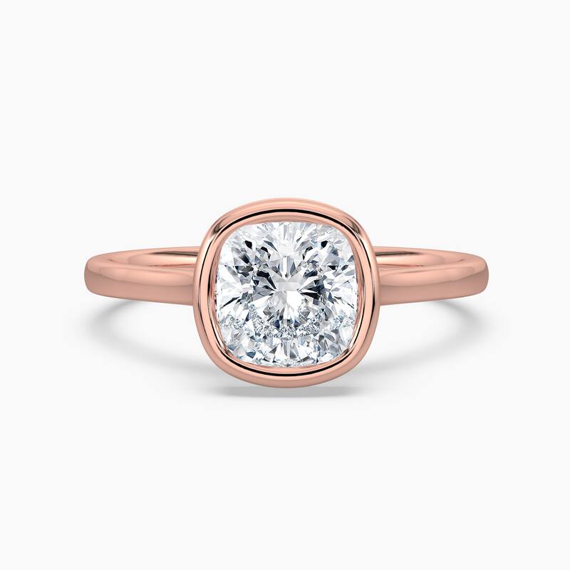 Auriya 14k Gold Lab Grown Cushion Diamond Bezel Unique Hidden Halo Engagement Ring 1.00 to 5.00 ct. tw. (F-G, VS) - 8.5 - 2.50 carats - Rose