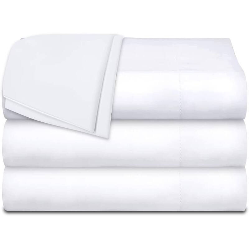 Twin Flat Sheets 3 Pack, White Cotton Flat Bed Sheet Bed Bath