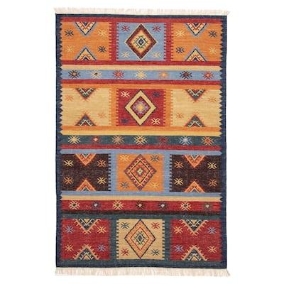 ECARPETGALLERY Flat-Weave Ankara FW Red Wool Kilim - 5'3 x 8'1