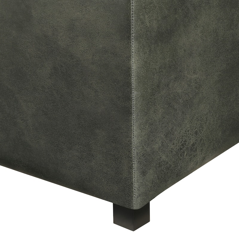 Adeco Faux Leather Storage Ottoman for Living Room Footstool