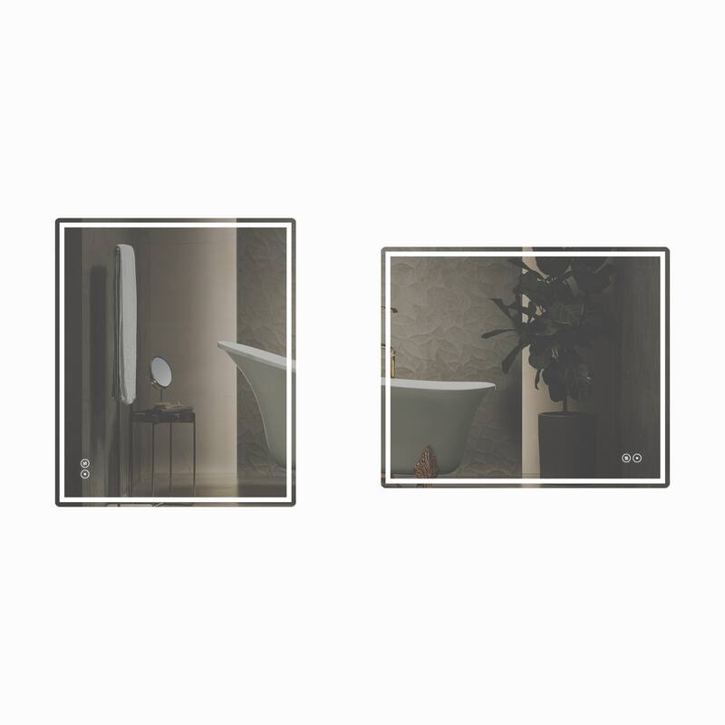CB HOME Bathroom Mirror with Lighted, LED Wall Mounted Anti-Fog Bathroom Vanity Mirror, Backlit&Front Lighted,Frameless,Dimmable