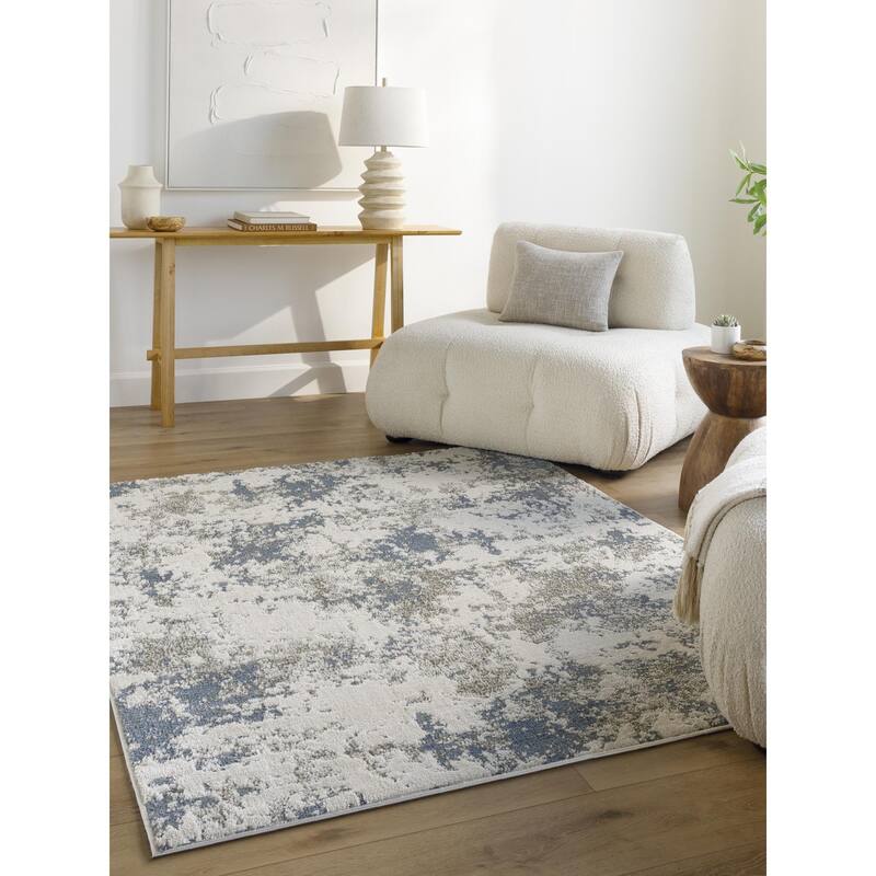 Livabliss Zidane Modern Abstract Area Rug - Blue/Dark Brown - 7' 10" x 10'