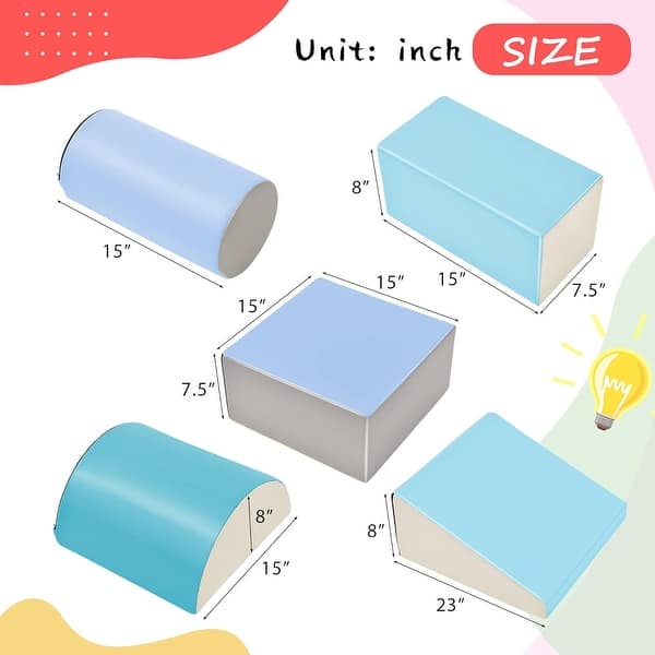 5 Piece Climb and Crawl Activity PlaySet, Including Slide Ramp,Cylinder Block and Semicircle Block