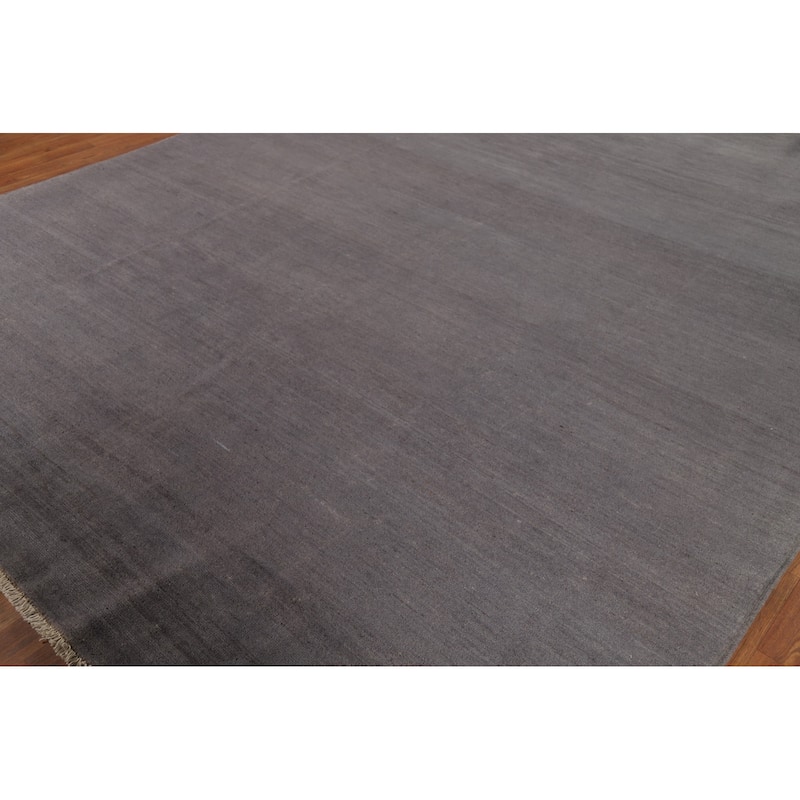 Gray Modern Gabbeh Oriental Area Rug Handmade Solid Wool Carpet - 8'5" x 9'11"
