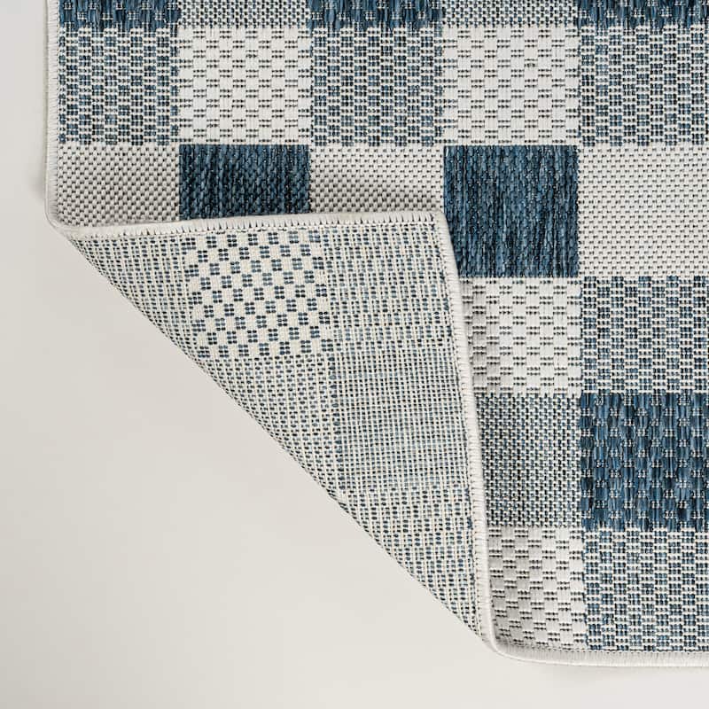 JONATHAN Y Biot Traditional Geometric Bold Gingham Black/Cream Indoor/Outdoor Area Rug