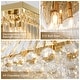 preview thumbnail 2 of 18, 6 lights Rectangle Crystal Chandeliers for Dining Room, 39" Large Linear Water Ripple Glass Island Light Fixture