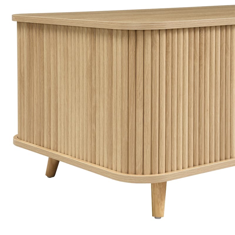 Christopher Knight Home - Arlo Mid-Century Modern Coffee Table with Tambour Doors and 6-Compartment Storage Drawer