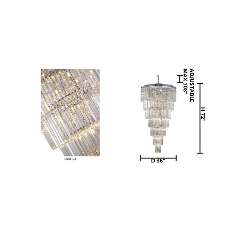 Chrome Metal 7-Tier Chandelier With Crystals
